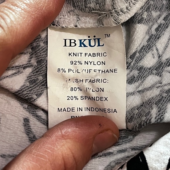 IBKUL Womens Black White Abstract Mesh Panel Long Sleeve Top Size M Pickleball - Picture 5 of 10